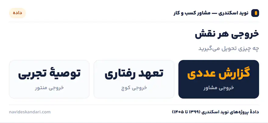 اینفوگرافیک داده: خروجی هر نقش — چه چیزی تحویل می‌گیرید